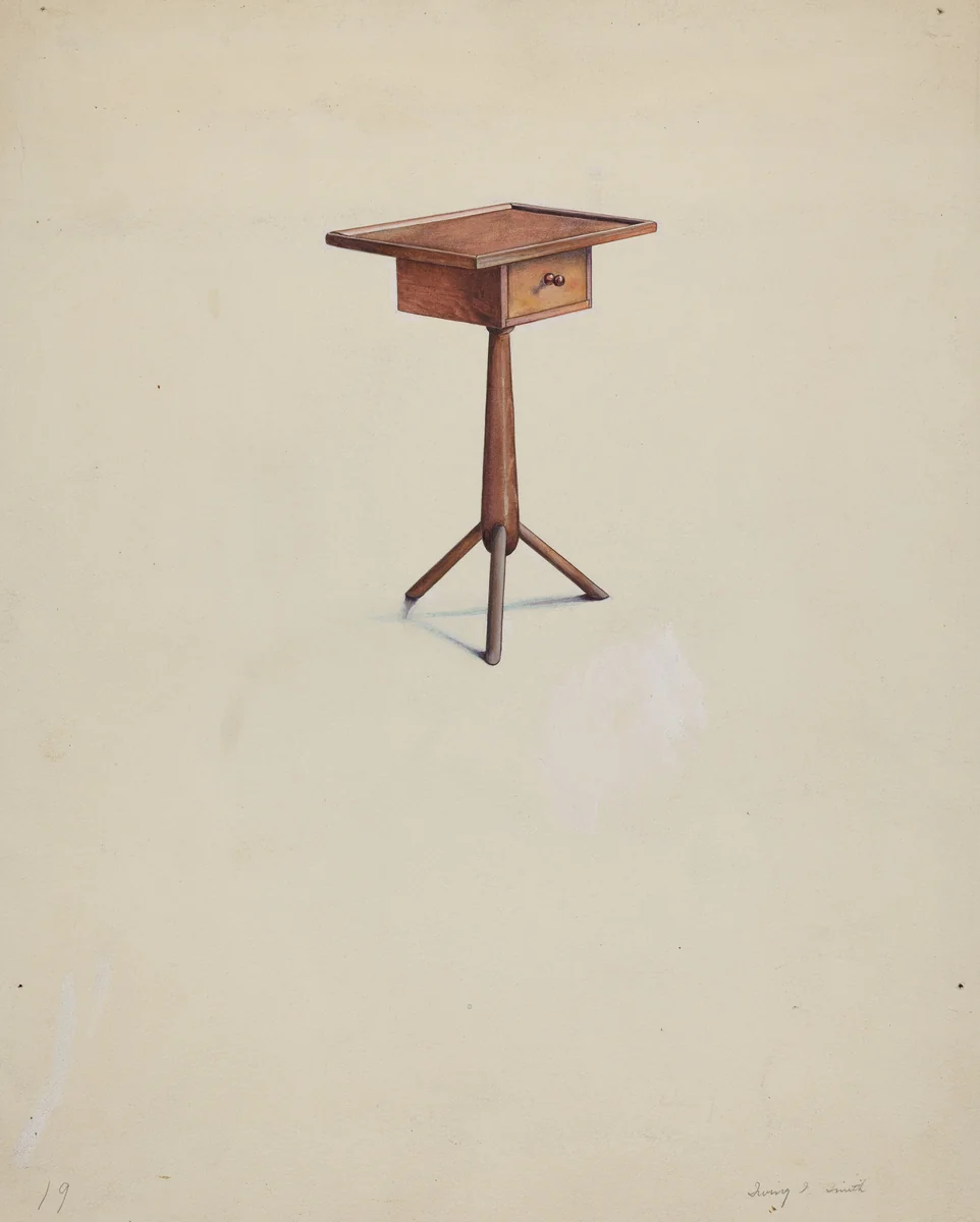 Shaker Peg Leg Stand by Irving I. Smith, index of american design, 1935-1942