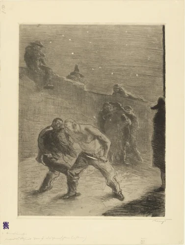 Duel (Zweikampf) (plate 5) for the portfolio Black Scenes (Schwarze Szenen) by Max Slevogt, print, 1904