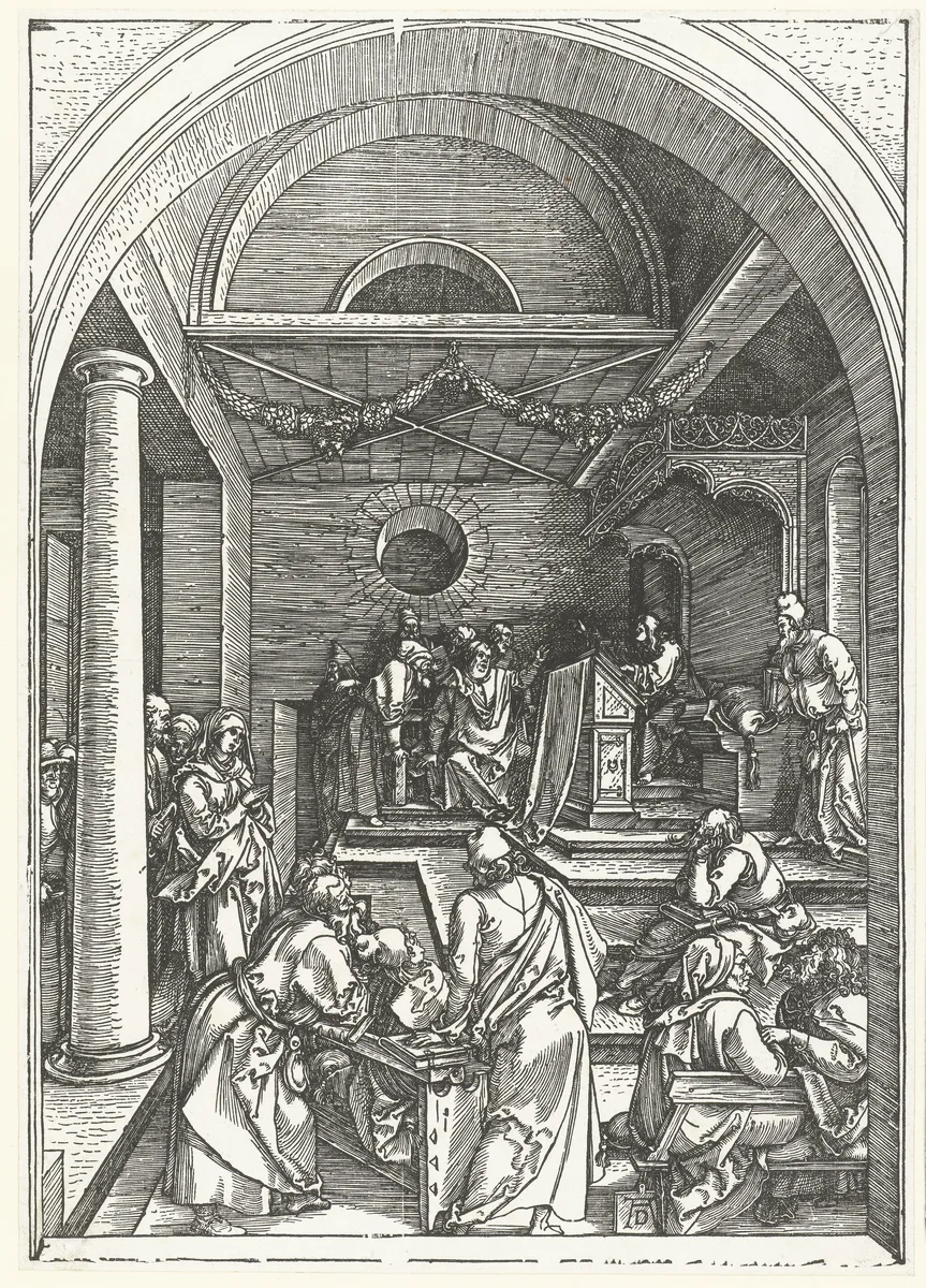 De twaalfjarige Christus in de tempel by Unknown, print, 1501-1505