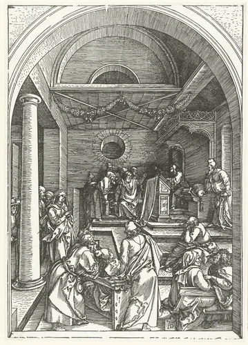 De twaalfjarige Christus in de tempel by Unknown, print, 1501-1505
