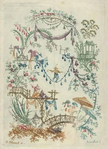Chinoiserie, from "Nouvelle Suite de Cahiers arabesques chinois a l'usage des dessinateurs et des peintres" by Jean Pillement, print, 1790-1799