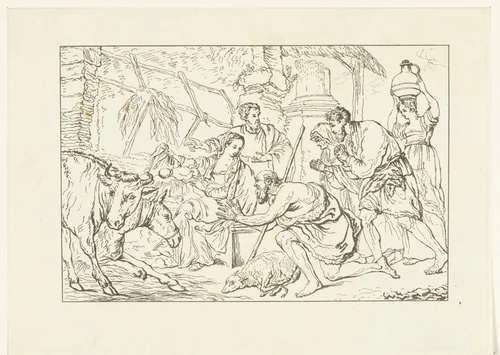 De aanbidding der herders by Ernst Willem Jan Bagelaar, print, 1798-1837