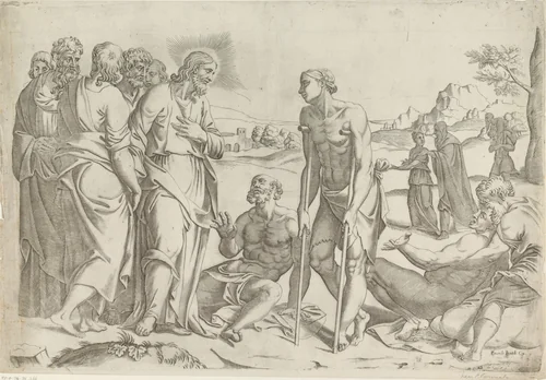 Christus bij de zieken by anonymous, print, 1566