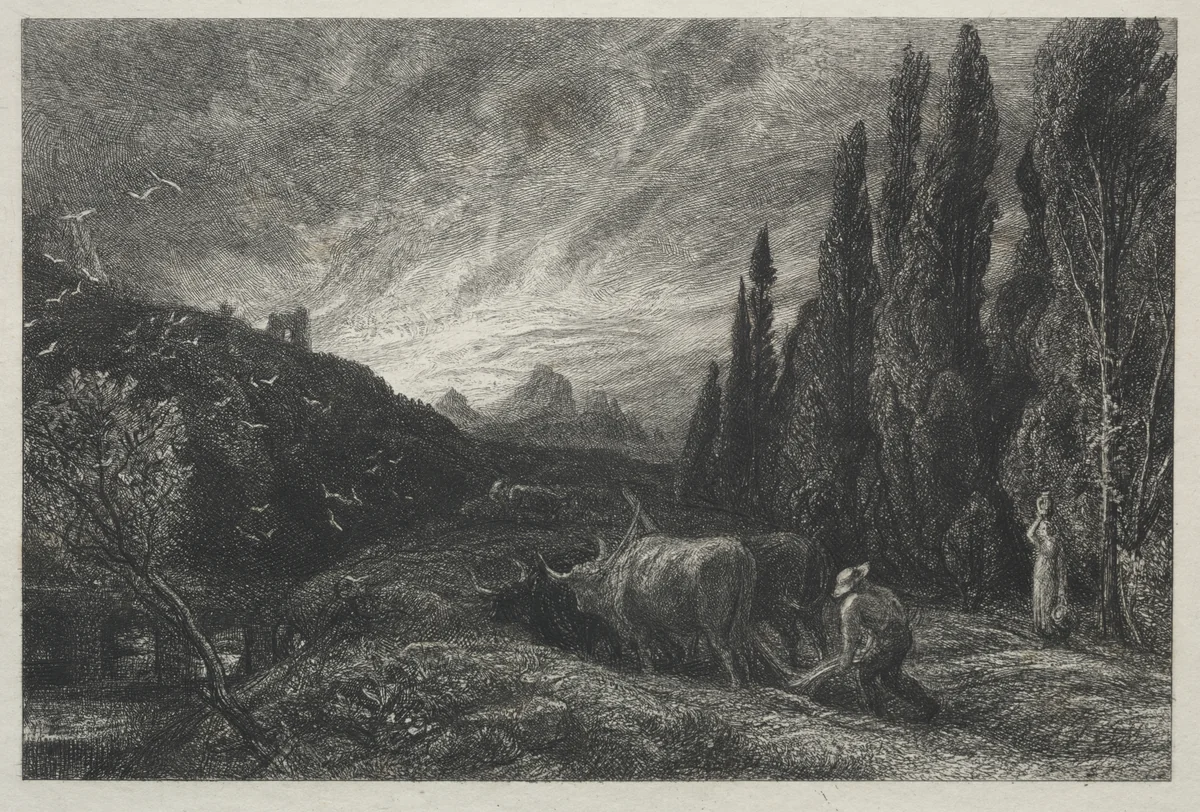 The Early Plowman by Samuel Palmer, print, 1856-1866
