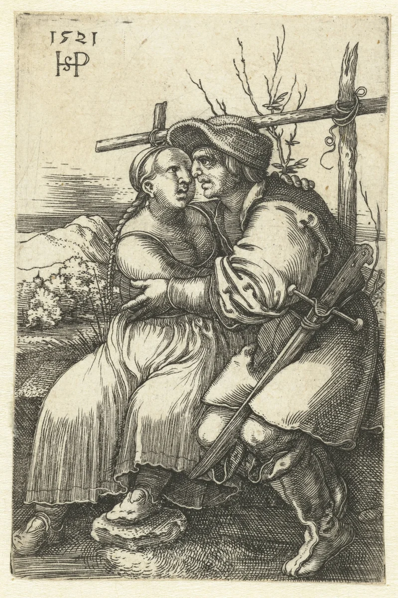 Boeren liefdespaar by Unknown, print, 1521