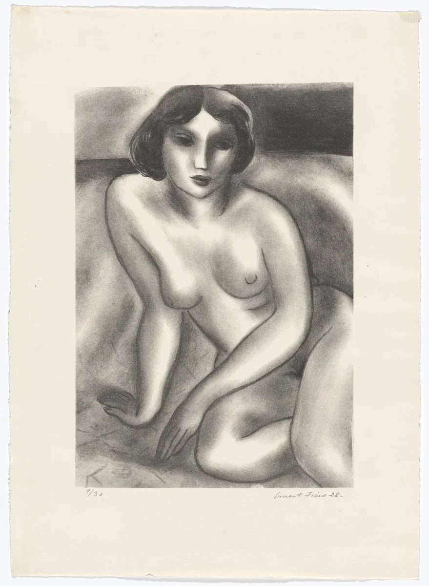 Nude on Sofa by Ernest Fiene, print, 1928