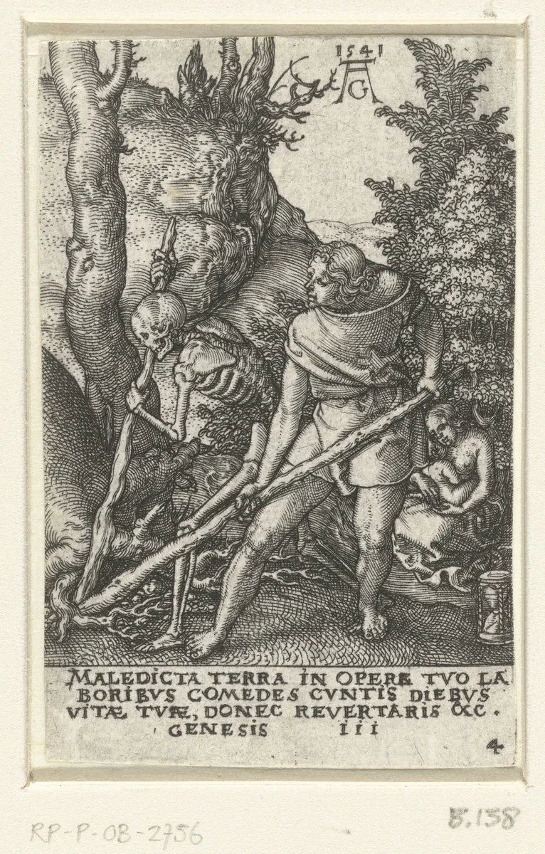 De Dood met Adam en Eva na de zondeval by Unknown, print, 1541
