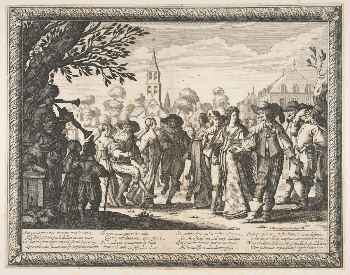 Dance on the Village Square by Abraham Bosse, print, 1628-1638