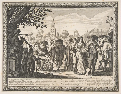 Dance on the Village Square by Abraham Bosse, print, 1628-1638