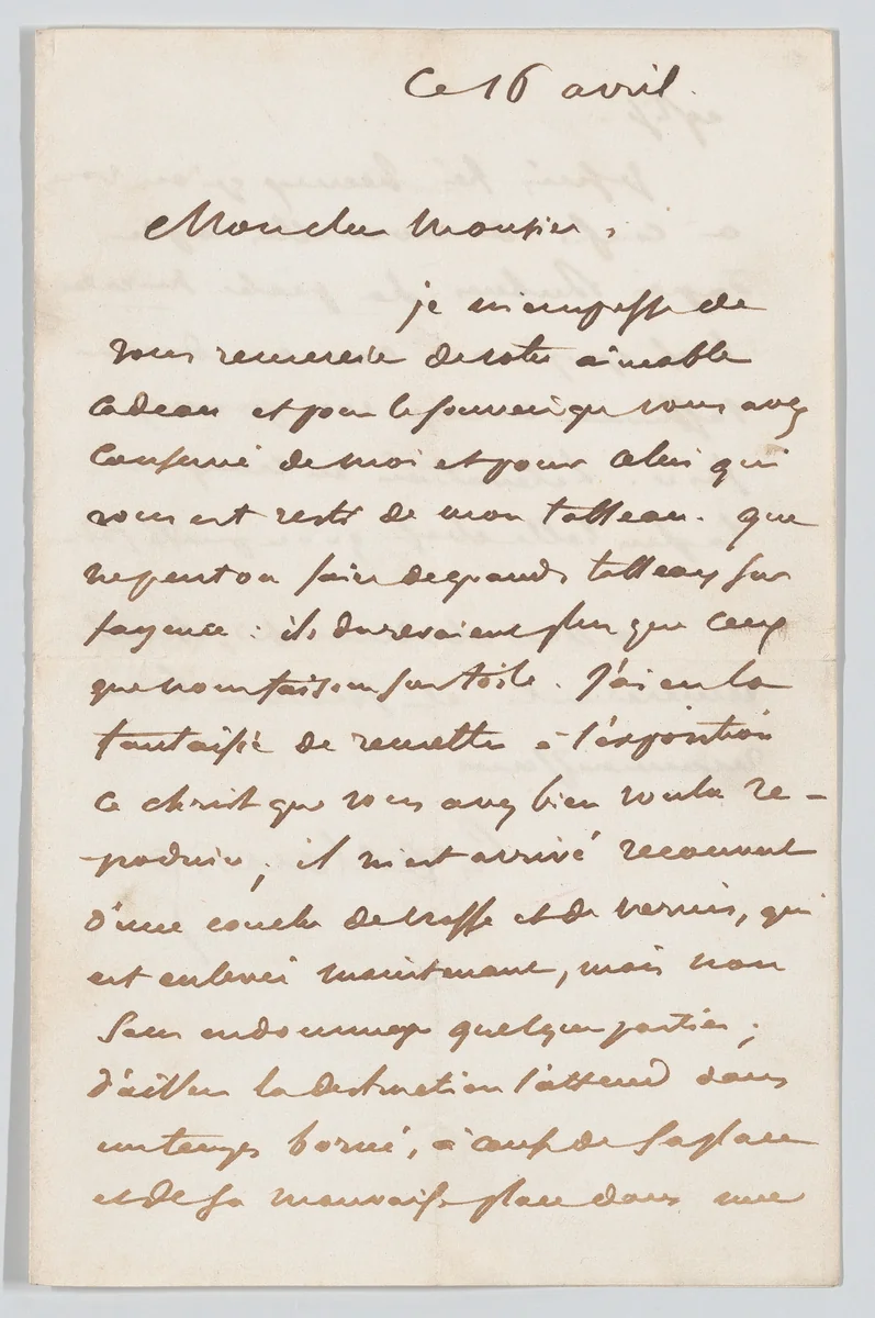 Letter to Émille-Aubert Lessore, with envelope by Eugène Delacroix, other, 1850-1860