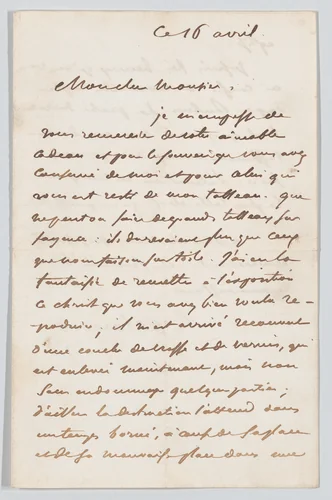 Letter to Émille-Aubert Lessore, with envelope by Eugène Delacroix, other, 1850-1860