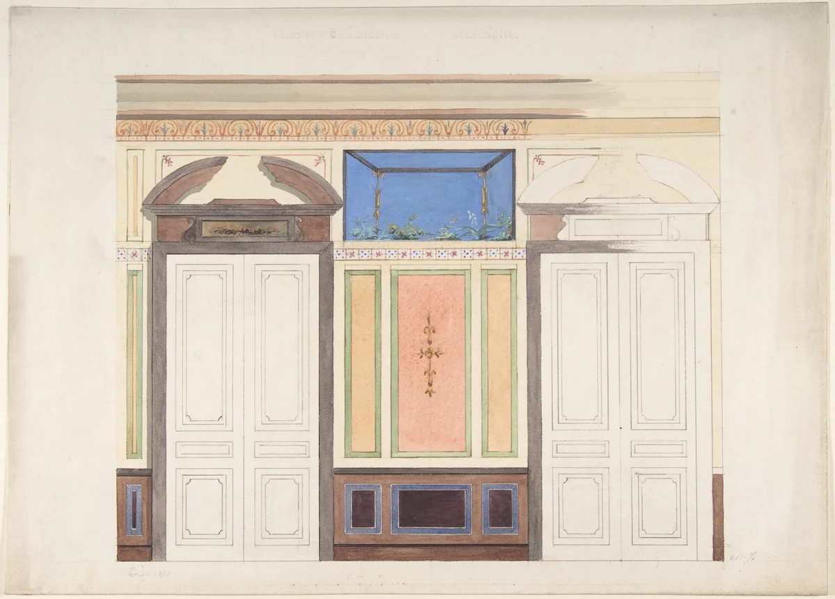 Design for Wall Elevation, Hôtel Candamo by Jules-Edmond-Charles Lachaise, drawing, 1873