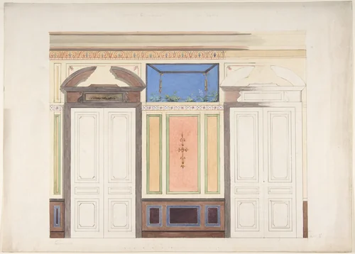 Design for Wall Elevation, Hôtel Candamo by Jules-Edmond-Charles Lachaise, drawing, 1873