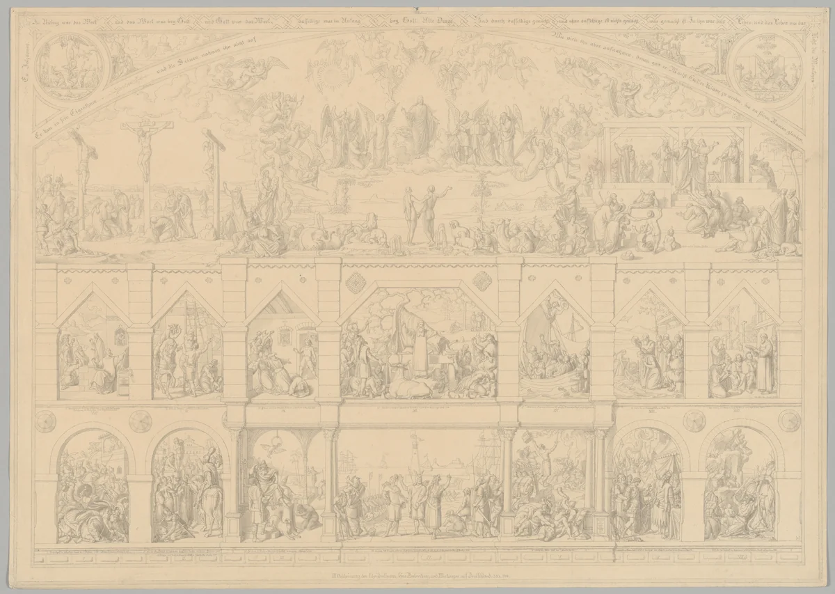 Preparatory Drawing for a Print Series on the History of Germany (Die Geschichte des deutschen Volkes in fünfzehn Bildern) by Carl Heinrich Hermann, drawing, 1851-1853