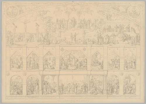 Preparatory Drawing for a Print Series on the History of Germany (Die Geschichte des deutschen Volkes in fünfzehn Bildern) by Carl Heinrich Hermann, drawing, 1851-1853