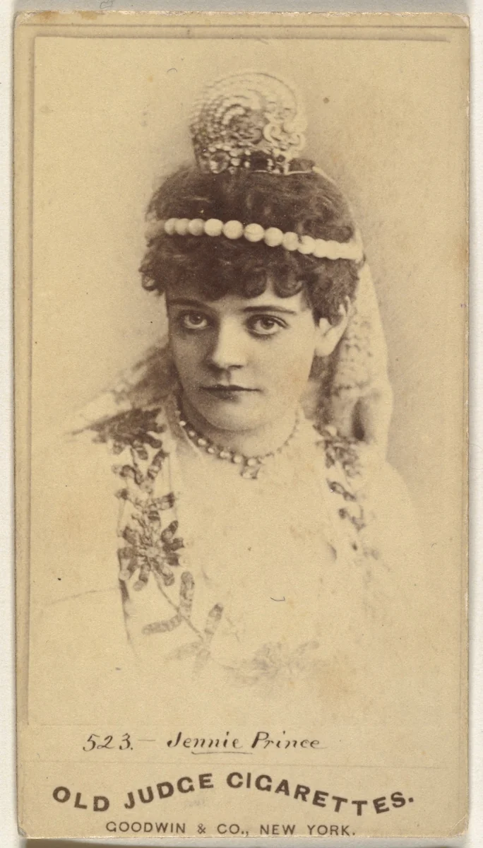 Jennie Prince, from the Actors and Actresses series (N171) for Old Judge Cigarettes by Goodwin & Company, photograph, 1886-1890