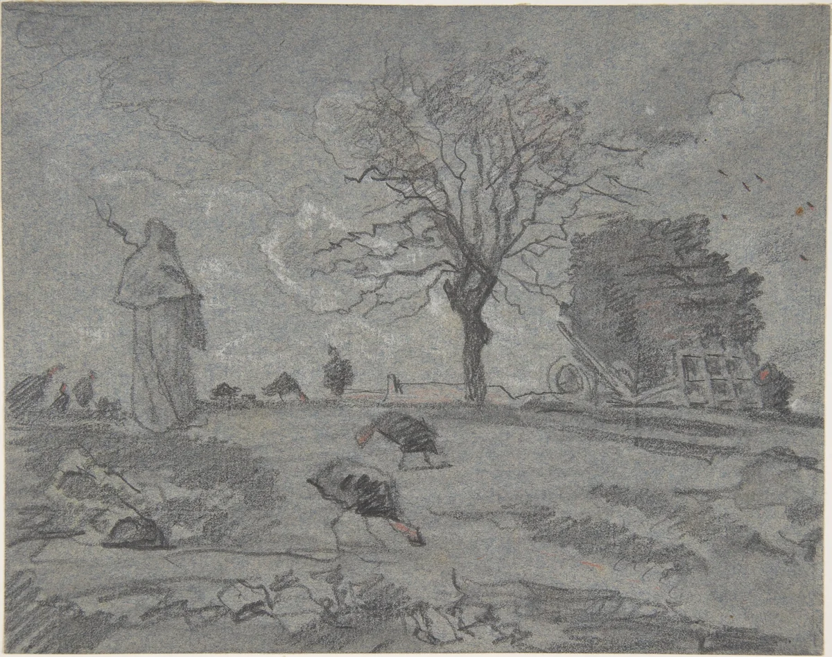 Copy of a painting entitled "L'Automne," by J.F. Millet by Alfred-Ernest Robaut, drawing, 1845-1909