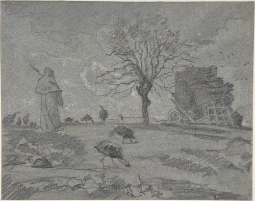 Copy of a painting entitled "L'Automne," by J.F. Millet by Alfred-Ernest Robaut, drawing, 1845-1909