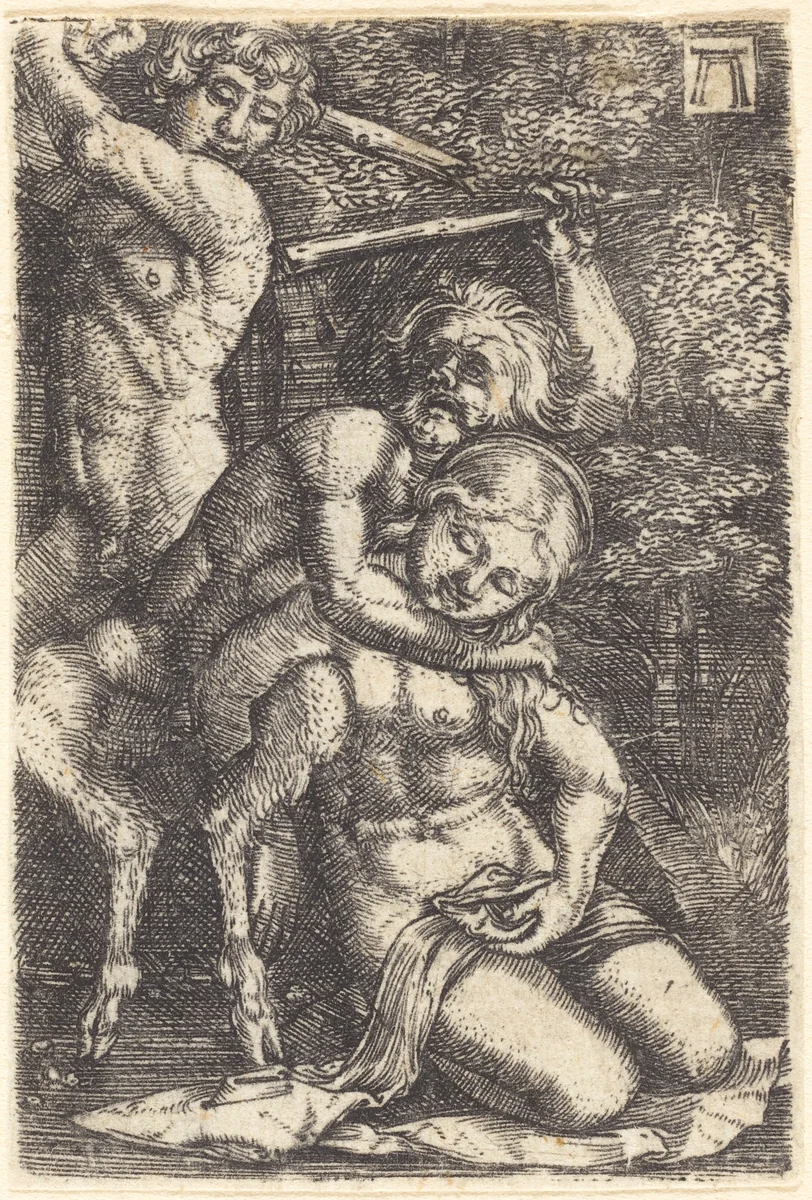 Two Satyrs Fighting about a Nymph by Albrecht Altdorfer
Marcantonio Raimondi, print, 1520-1525