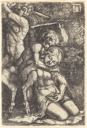 Two Satyrs Fighting about a Nymph by Albrecht Altdorfer
Marcantonio Raimondi, print, 1520-1525
