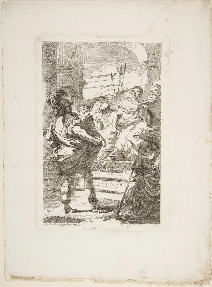 Fabius Maximus before the Senate at Carthage by Jean Honoré Fragonard, print, 1763-1764