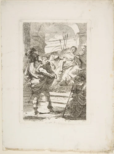 Fabius Maximus before the Senate at Carthage by Jean Honoré Fragonard, print, 1763-1764