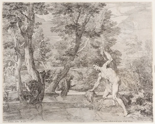 Narcissus and Echo by Frans van der Neve, print, 1620-1695