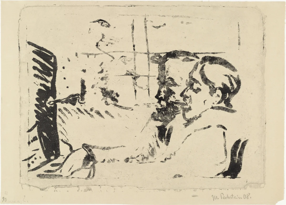 With Four Hands (Vierhändig) by Max Pechstein, print, 1908