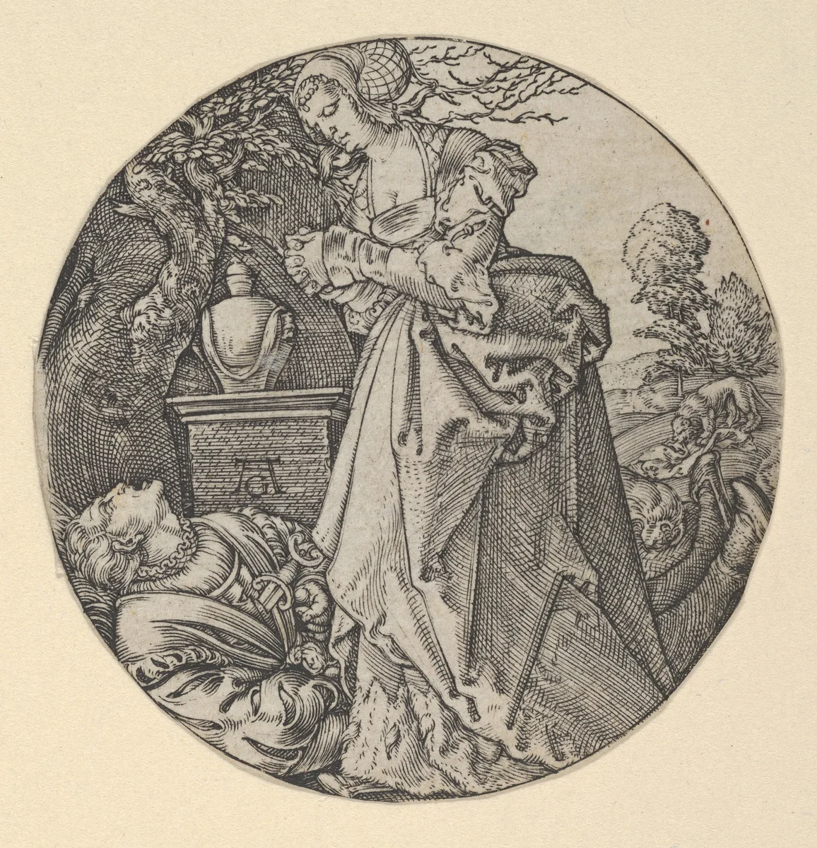 Pyramus and Thisbe by Heinrich Aldegrever, print, 1524-1534