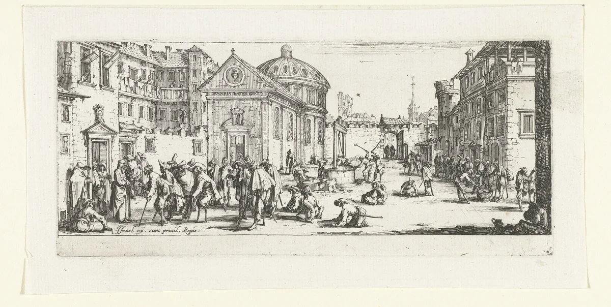 Gewonden bij een ziekenhuis by Jacques Callot, print, 1633