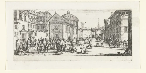 Gewonden bij een ziekenhuis by Jacques Callot, print, 1633