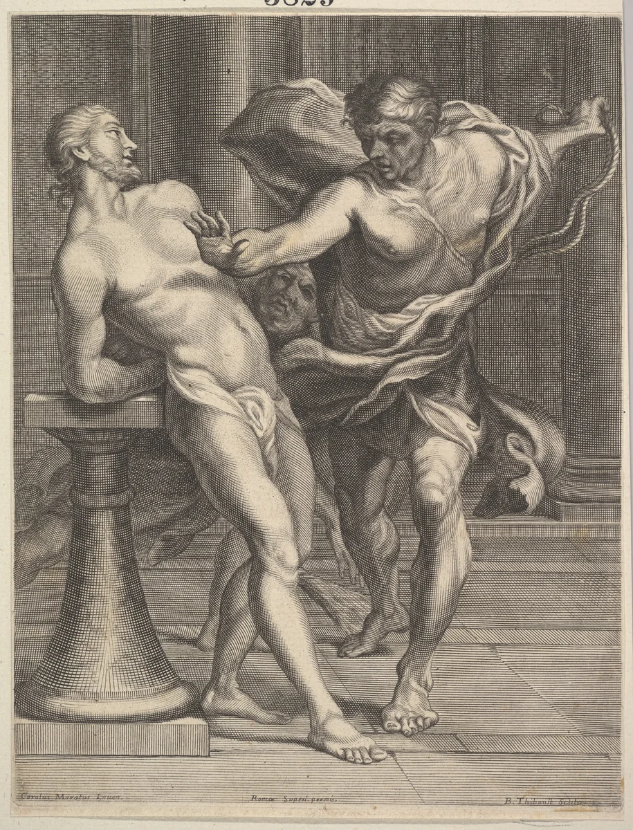 Scourging of Christ by Benoit Thiboust, print, 1680-1719