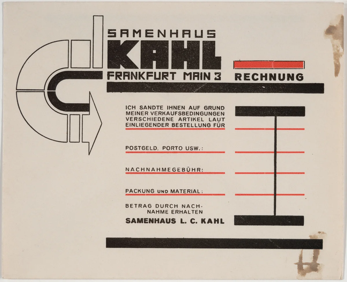 Samenhaus Kahl Rechnung by Robert Michel, design, 1924