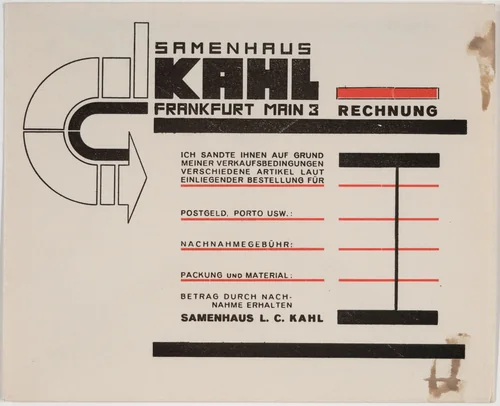 Samenhaus Kahl Rechnung by Robert Michel, design, 1924