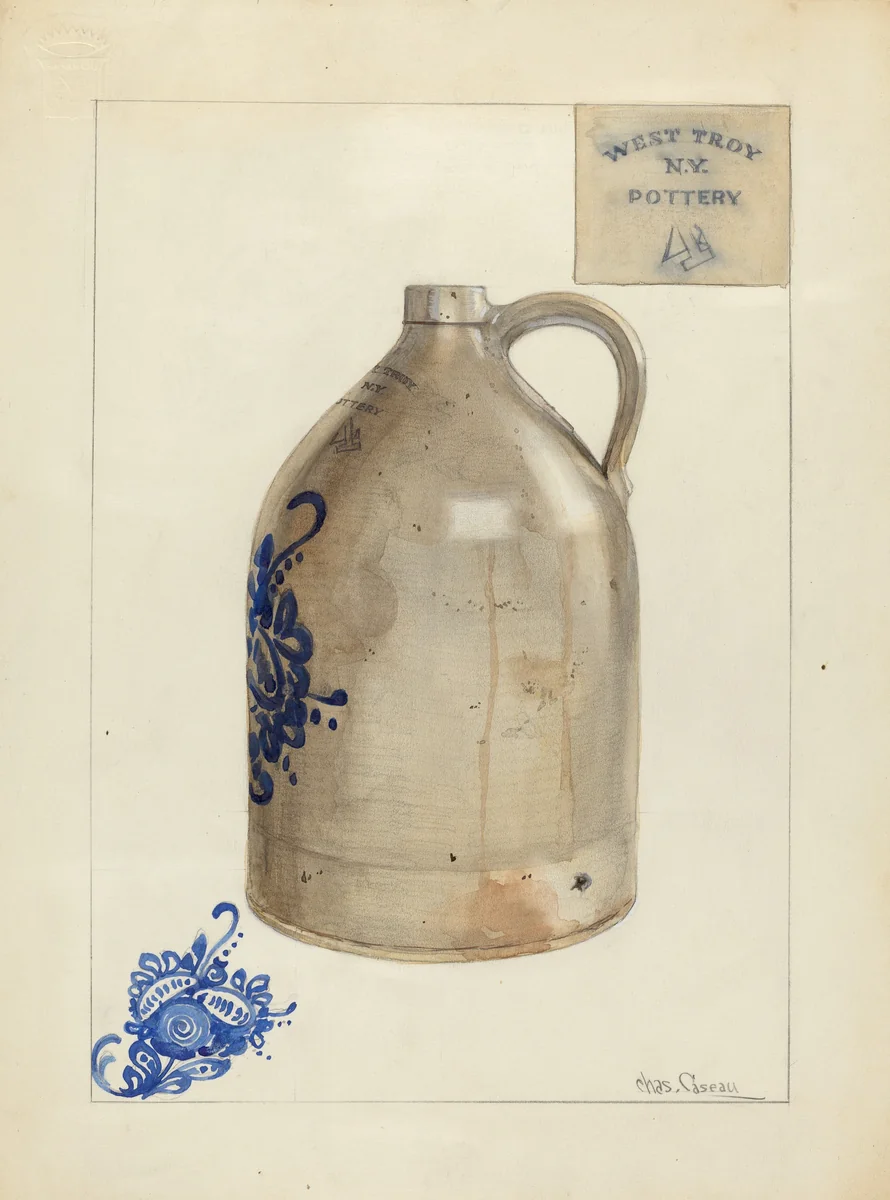 Jug by Charles Caseau, index of american design, 1935-1942