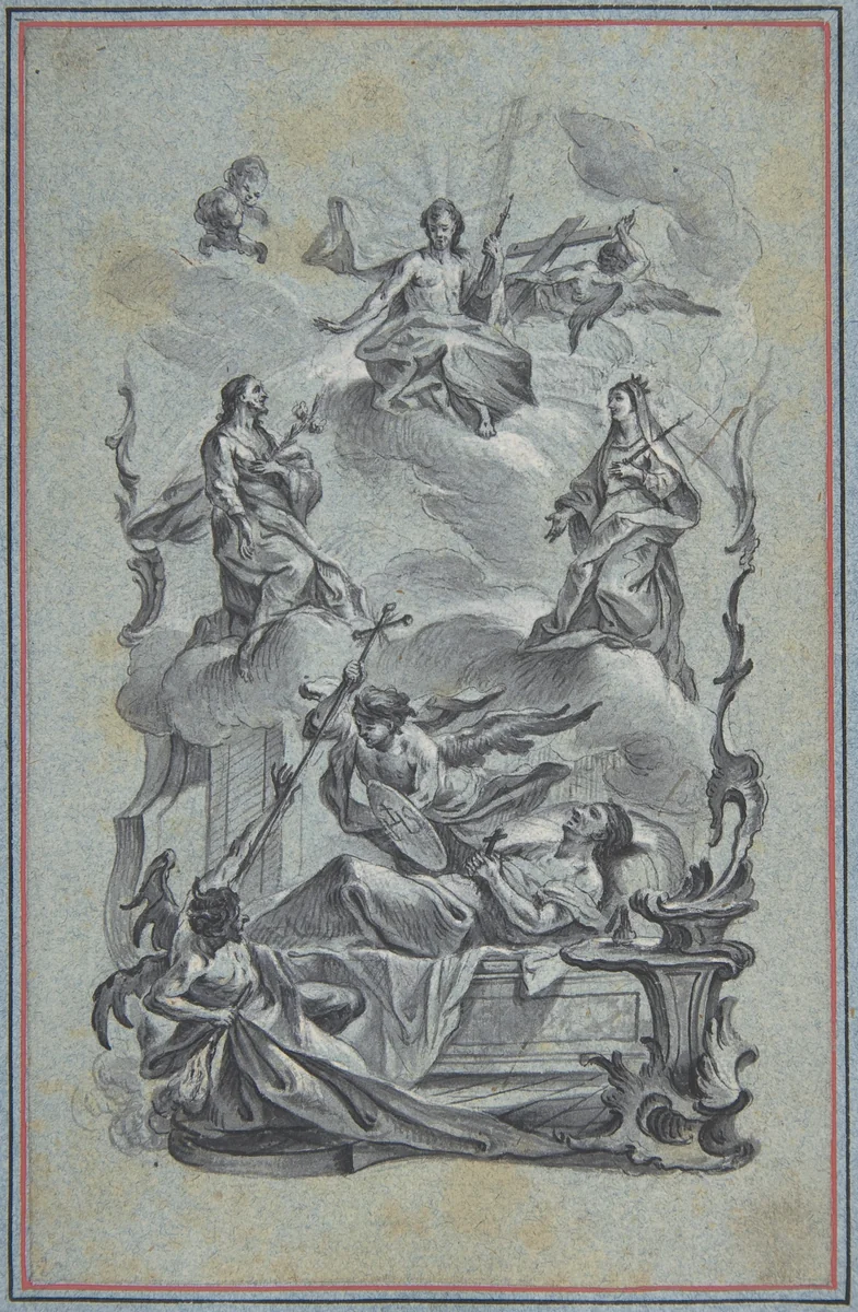 Saint Michael by Josef Christ, drawing, 1732-1788