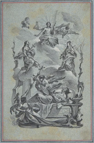 Saint Michael by Josef Christ, drawing, 1732-1788