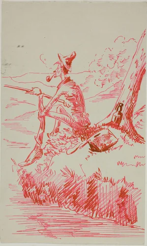 Man Fishing on Bank of River by Anders Zorn, drawing, 1880-1920