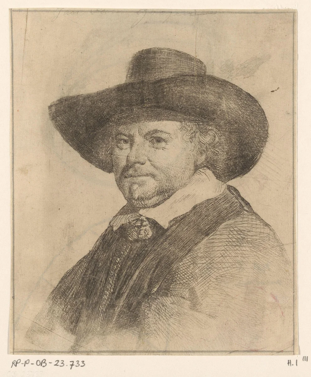 Portret van Jan van Goyen by Carel de Moor, print, 1665-1738