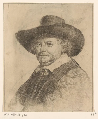 Portret van Jan van Goyen by Carel de Moor, print, 1665-1738