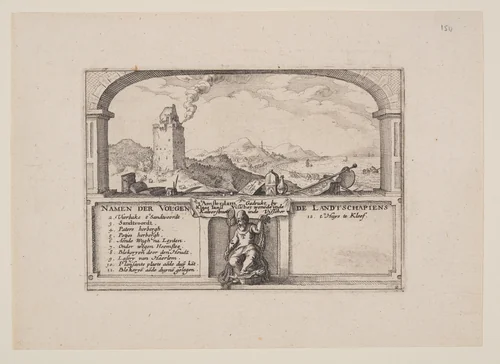 Beacon at Zandvoort, from Views in the Surroundings of Haarlem (Plaisante Plaetsen) by Claes Jansz Visscher, print, 1610-1620