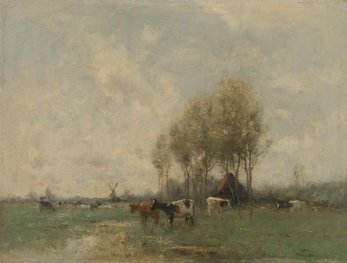 Weide met koeien by Willem Maris, painting, 1880-1910