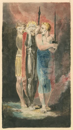 The Accusers of Theft, Adultery, Murder (War) by William Blake, print, 1794-1796