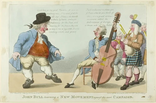 John Bull Learning a New Movement by Unknown Artist, print, 1799