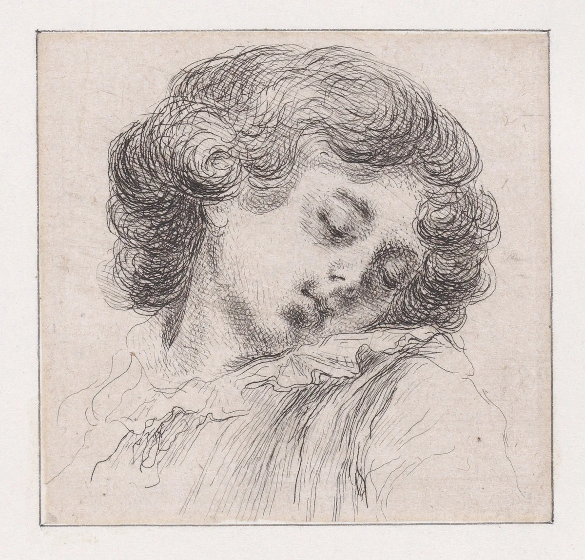 Head of a Sleeping Child by Dominique Vivant Denon, print, 1765-1825