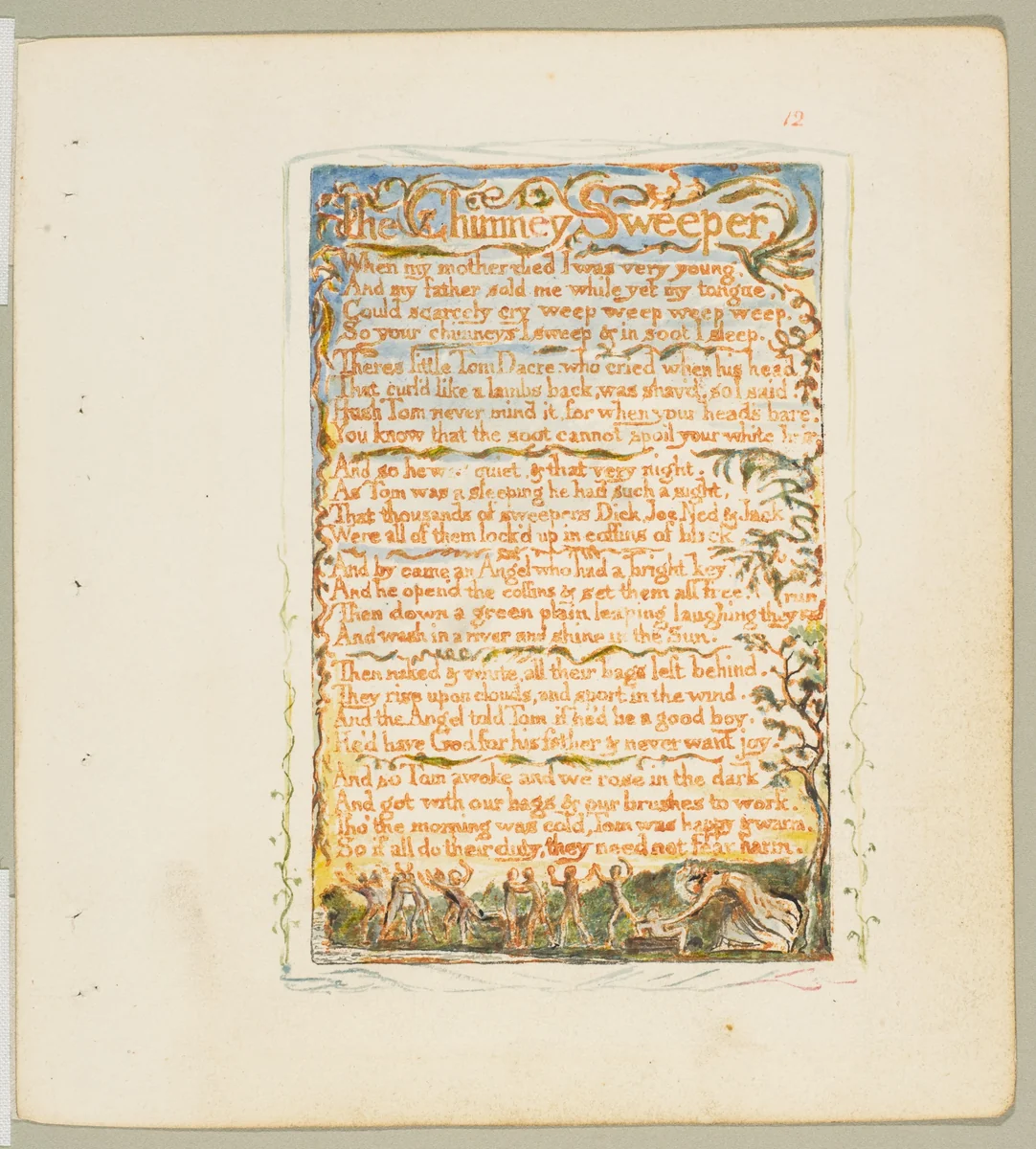 Songs of Innocence: The Chimney Sweeper by William Blake, print, 1789-1825