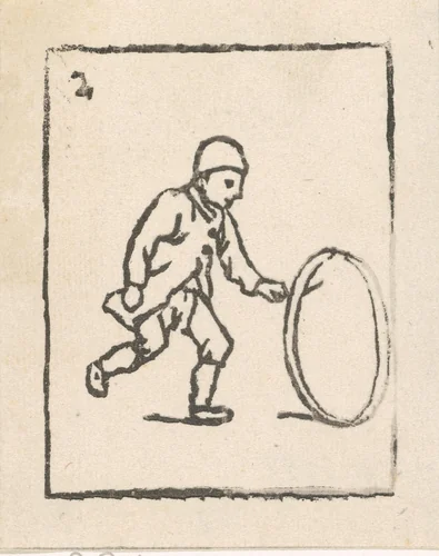 Jongen met een hoepel by Vincent van der Vinne van Lee, print, 1808-1876