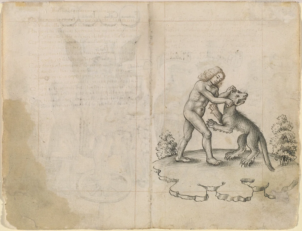 "I Am Holding a Wolf by the Ears" (verso) by French early 16th Century, drawing, 1512-1515