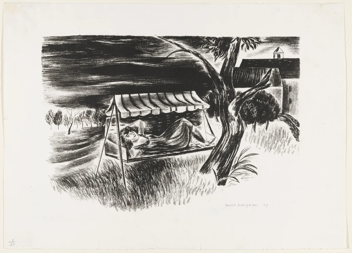 Girl in Hammock by Yasuo Kuniyoshi, print, 1927