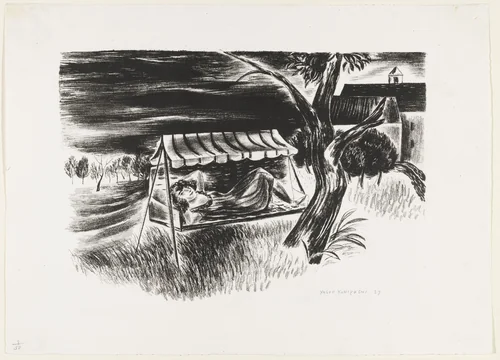 Girl in Hammock by Yasuo Kuniyoshi, print, 1927
